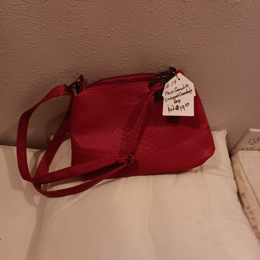 Faux crocodile embossed crossbody bag